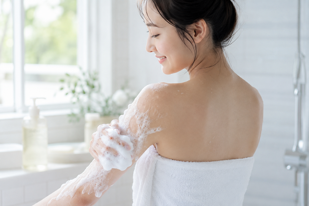 ウォータープルーフ日焼け止めは石けんで落ちる？ボディの耐水膜と洗い方